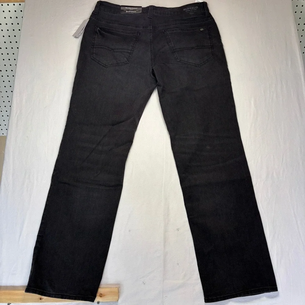 NWT Buffalo David Bitton Driven Jeans Mens 32x32 Black Relaxed Straight Stretch